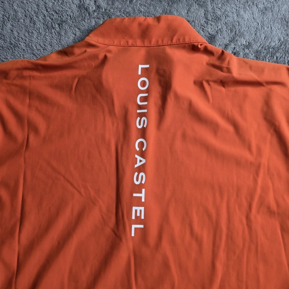 Louis Castel Pullover Shirt Mens Size 105 Orange Long Sleeve 1/4 Zip Golf